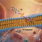 Fosfatidylkolin symboliseret ved model af væv der bliver gennembrudt.