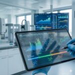 Pao Pereira symboliseret ved en pc skærm og flere skærme bag denne i et laboratoriemiljø.