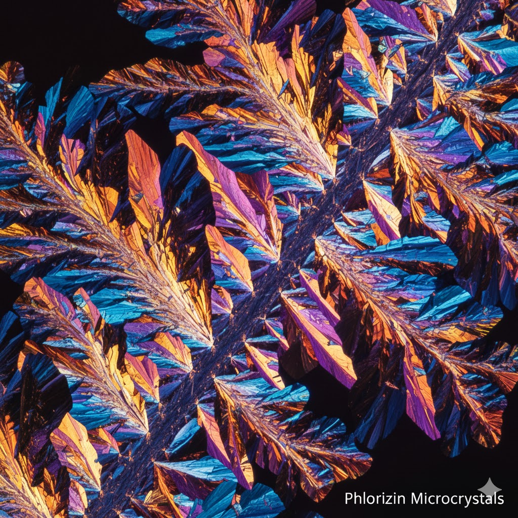 Phlorizin symboliseret ved en gren med fliede blade.