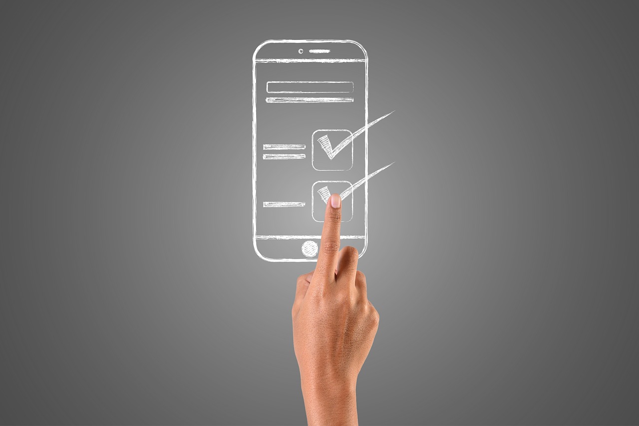Kontakt symboliseret ved en grå væg, med lys tegning af mobil med afkrydsning og en finger der peget på denne.