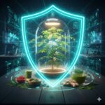 Moringa symbolised by a display case with the plant and a transparent shield in front.