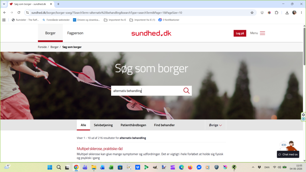 Printscreen fra Sundhed.dk d. 04.06.26