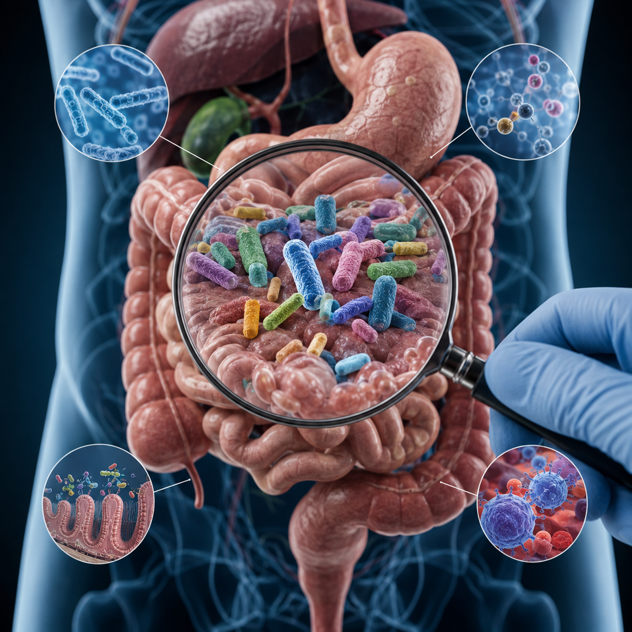 Det biologiske terræn - laboratorieanalyser symboliseret ved tarmsystem